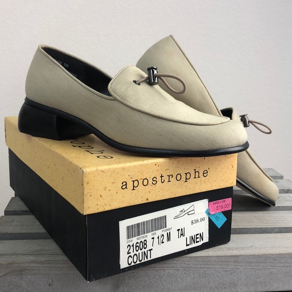 Apostrophe Shoes - Apostrophe Tan Linen Loafers Size 7.5 N